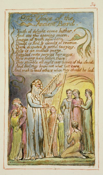 The Voice of the Ancient Bard: plate 54 from Songs of Innocence and of Experience (copy AA) c.1815-26 by William Blake